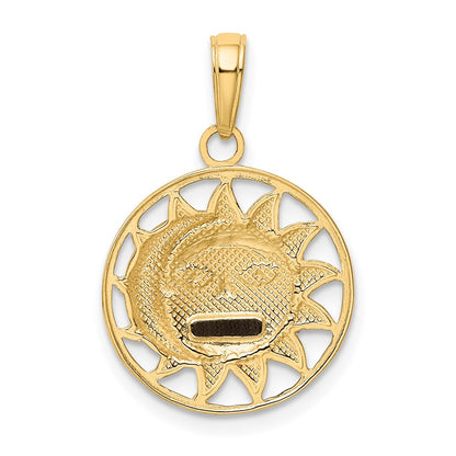 10K and White Rhodium Sun and Moon Pendant