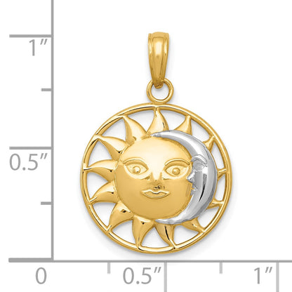 10K and White Rhodium Sun and Moon Pendant
