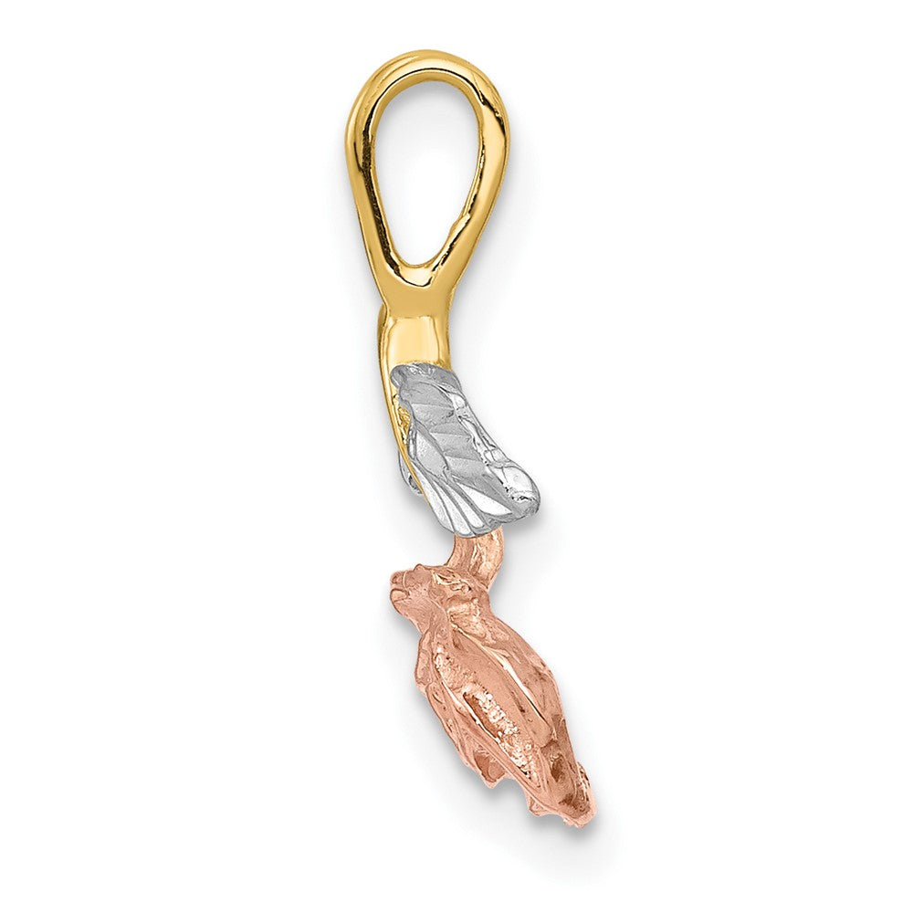 10k with White and Rose Rhodium Rose Flower Chain Slide