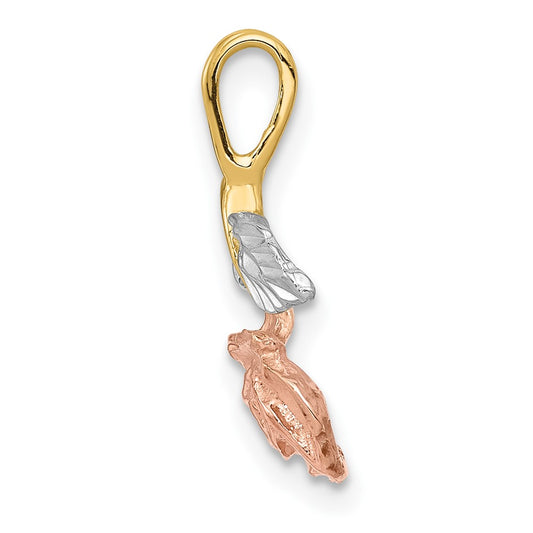 10k with White and Rose Rhodium Rose Flower Chain Slide
