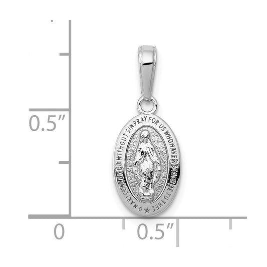 10k White Gold Small Oval Miraculous Medal Charm