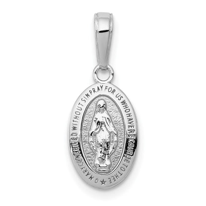 10k White Gold Small Oval Miraculous Medal Charm