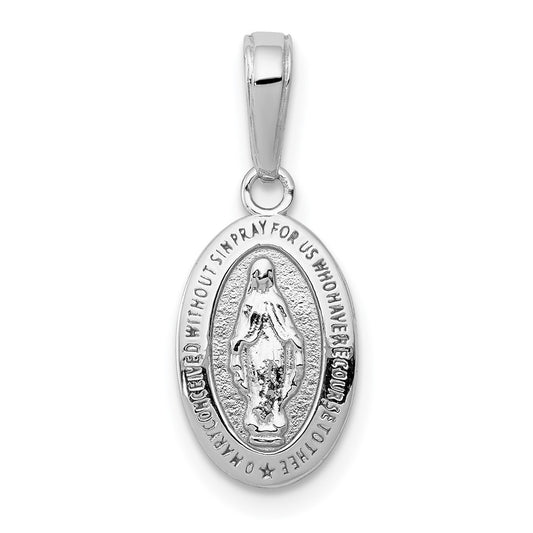 10k White Gold Small Oval Miraculous Medal Charm