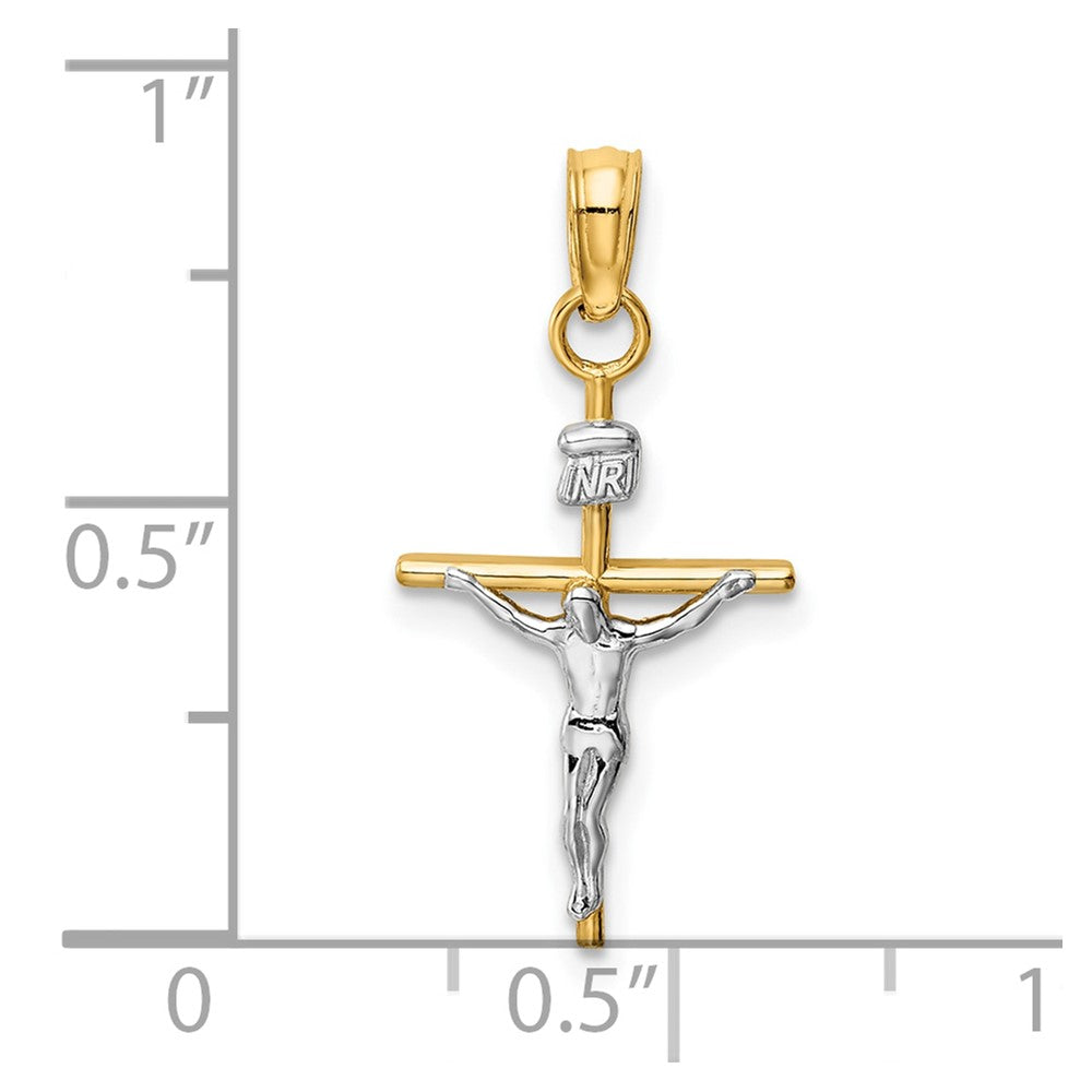 10k Two-tone INRI Crucifix Pendant