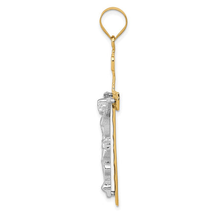 10k Two-tone Large INRI Crucifix Pendant