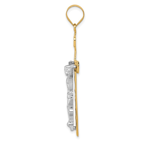 10k Two-tone Large INRI Crucifix Pendant