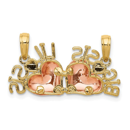 10k Rose and Yellow Gold with White Rhodium BIG SIS / LIL SIS 2-Piece Break-Apart Pendant
