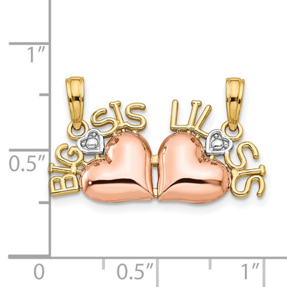 10k Rose and Yellow Gold with White Rhodium BIG SIS / LIL SIS 2-Piece Break-Apart Pendant
