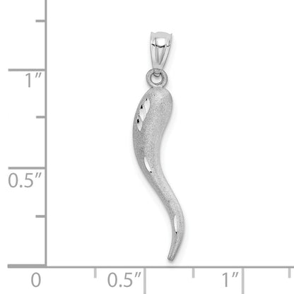 10k White Gold Solid Satin Diamond-cut Italian Horn Charm
