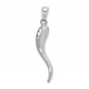 10k White Gold Solid Satin Diamond-cut Italian Horn Charm