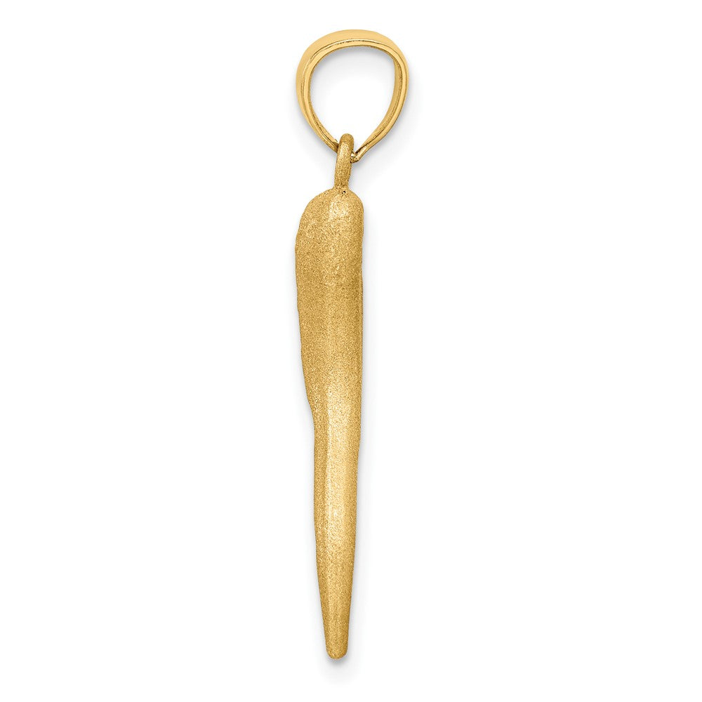 10k Solid Satin Diamond-cut Italian Horn Charm
