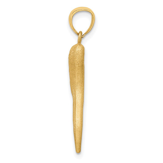 10k Solid Satin Diamond-cut Italian Horn Charm