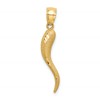 10k Solid Satin Diamond-cut Italian Horn Charm