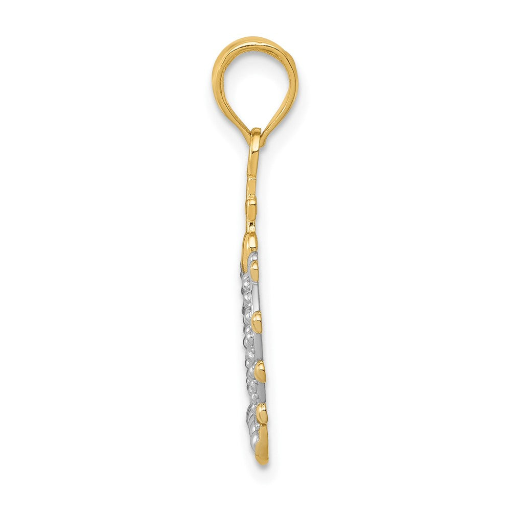10K and White Rhodium Crown Pendant