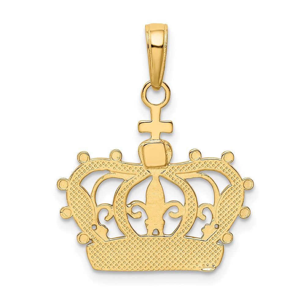 10K and White Rhodium Crown Pendant