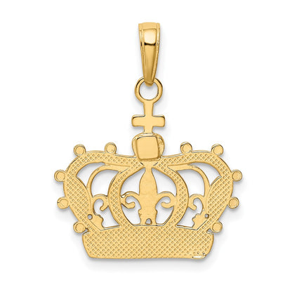 10K and White Rhodium Crown Pendant