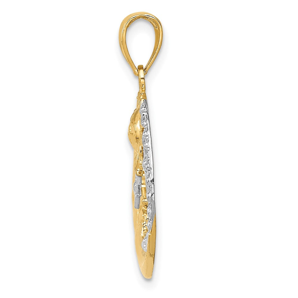 10k and White Rhodium Diamond-cut Moon / Stars / Sun Pendant