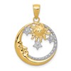 10k and White Rhodium Diamond-cut Moon / Stars / Sun Pendant