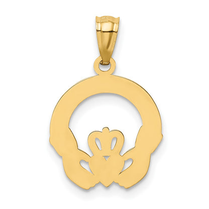 10k Satin Diamond-cut Claddagh Charm
