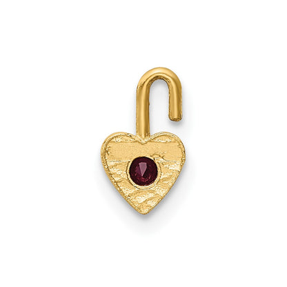 10k January/Dark Red Synthetic Birthstone Heart Charm