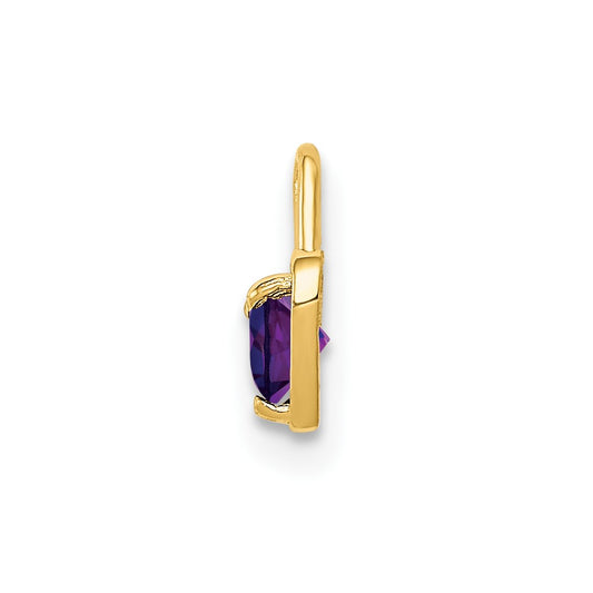 10k February/Purple Synthetic Birthstone Heart Charm