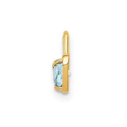 10k March/Light Blue Synthetic Birthstone Heart Charm