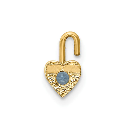 10k March/Light Blue Synthetic Birthstone Heart Charm
