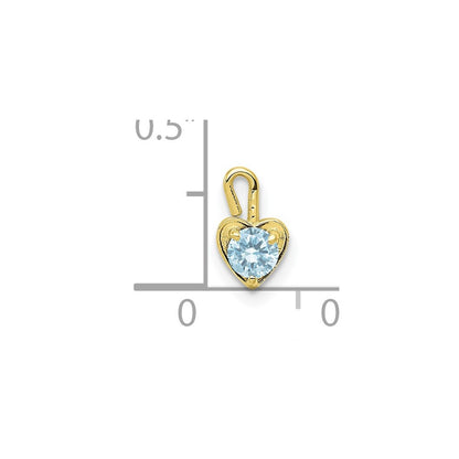 10k March/Light Blue Synthetic Birthstone Heart Charm
