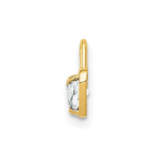 10k April/Clear Synthetic Birthstone Heart Charm