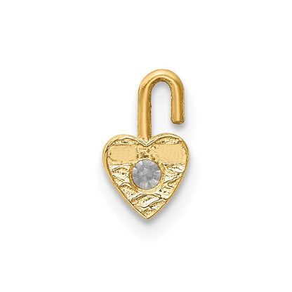 10k April/Clear Synthetic Birthstone Heart Charm