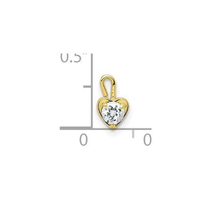 10k April/Clear Synthetic Birthstone Heart Charm