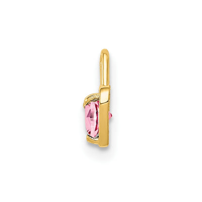 10k October/Pink Synthetic Birthstone Heart Charm