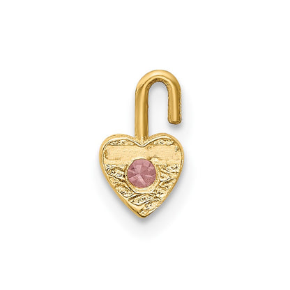 10k October/Pink Synthetic Birthstone Heart Charm