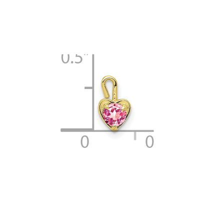10k October/Pink Synthetic Birthstone Heart Charm