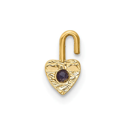 10k June/Lavender Synthetic Birthstone Heart Charm