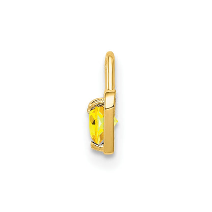 10k November/Yellow Synthetic Birthstone Heart Charm