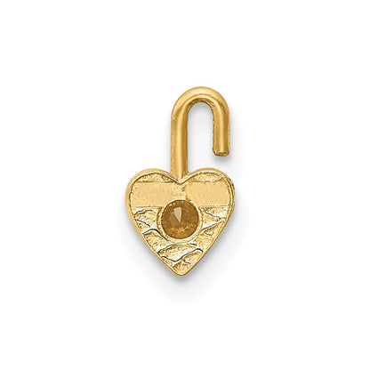 10k November/Yellow Synthetic Birthstone Heart Charm