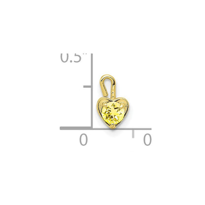 10k November/Yellow Synthetic Birthstone Heart Charm