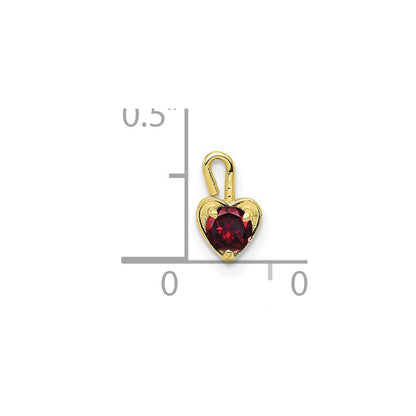 10k July/Red Synthetic Birthstone Heart Charm