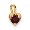 10k July/Red Synthetic Birthstone Heart Charm