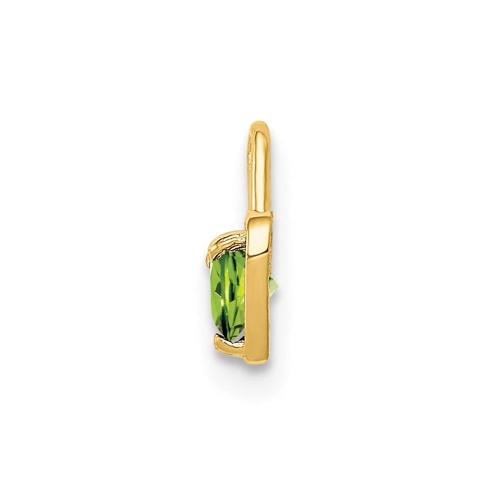 10k August/Light Green Synthetic Birthstone Heart Charm