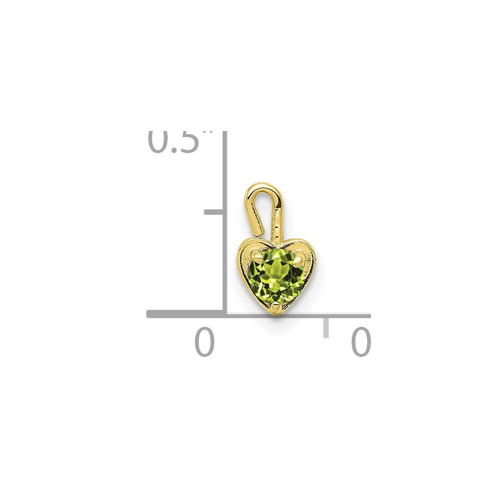 10k August/Light Green Synthetic Birthstone Heart Charm
