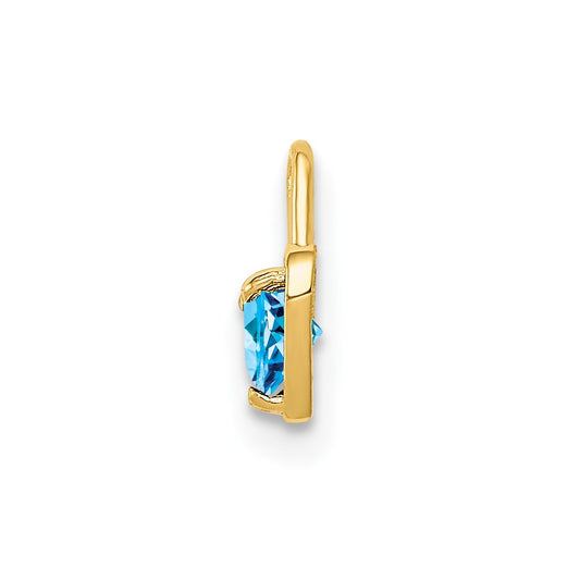 10k December/Light Blue Synthetic Birthstone Heart Charm