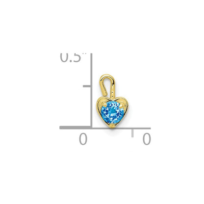 10k December/Light Blue Synthetic Birthstone Heart Charm