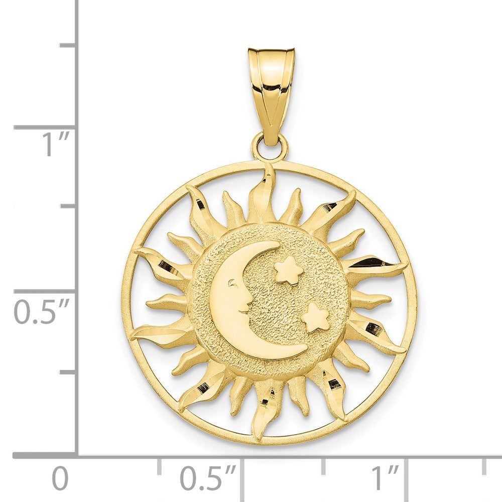 10k Polished Sun with Moon and Stars Charm