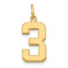 10k Medium Polished Number 3 Charm