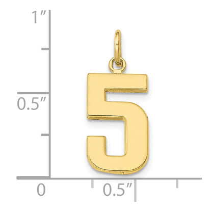 10k Medium Polished Number 5 Charm