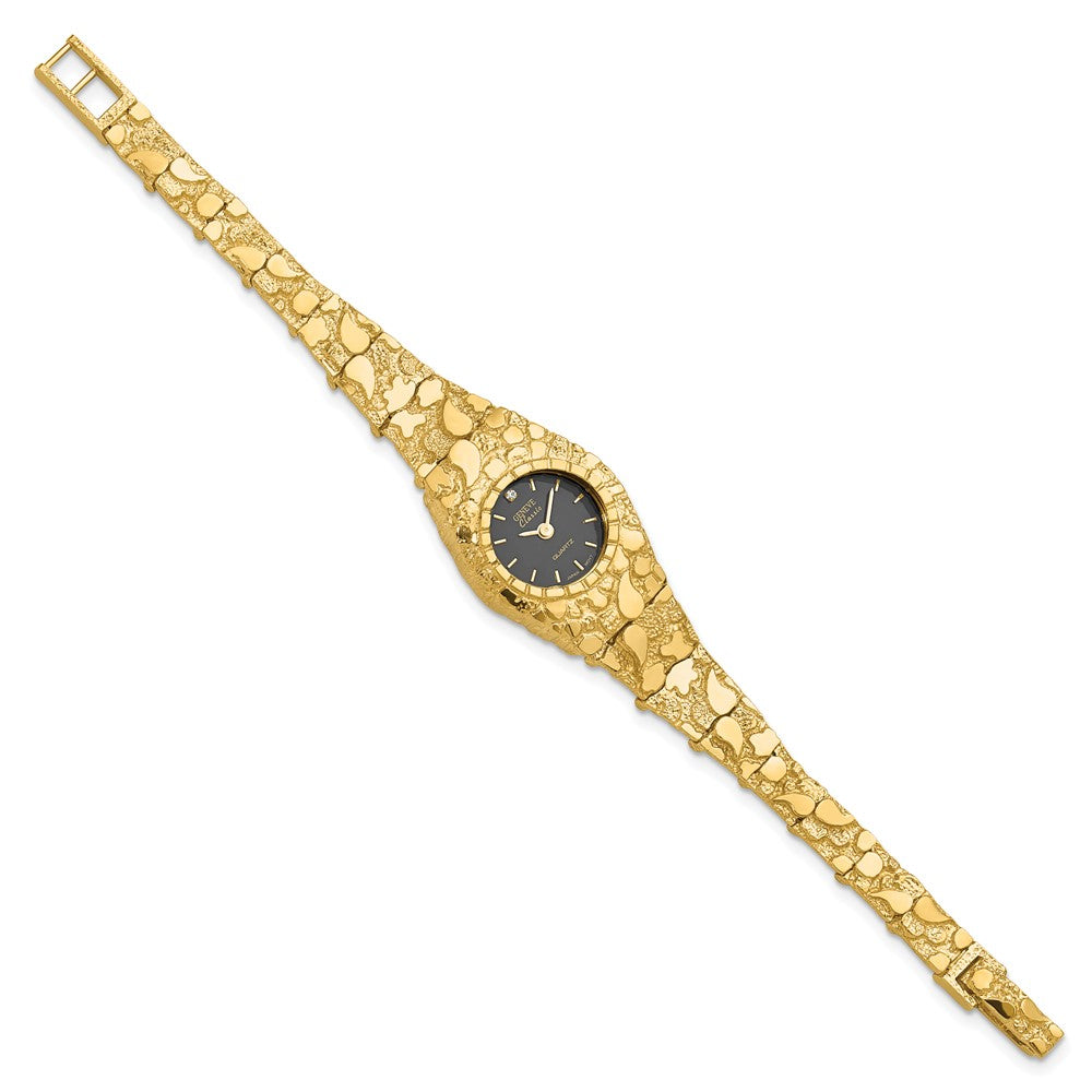 10k 22mm Black Dial 7 inch Nugget Watch