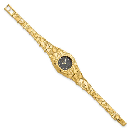 10k 22mm Black Dial 7 inch Nugget Watch