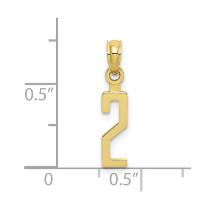 10k Small Number 2 Block Charm
